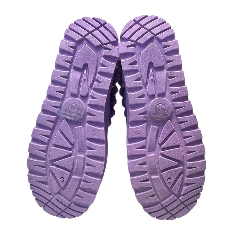 Lurnyet NWOT Women's Fuzzy Faux Fur Warm Winter Boots in Purple and Pink Sz 8.5